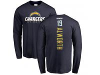 Men Nike Lance Alworth Navy Blue Backer - NFL Los Angeles Chargers #19 Long Sleeve T-Shirt