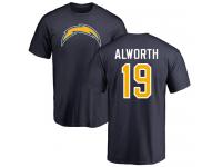 Men Nike Lance Alworth Navy Blue Name & Number Logo - NFL Los Angeles Chargers #19 T-Shirt