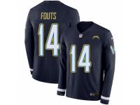 Men Nike Los Angeles Chargers #14 Dan Fouts Limited Navy Blue Therma Long Sleeve NFL Jersey