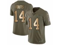 Men Nike Los Angeles Chargers #14 Dan Fouts Limited Olive/Gold 2017 Salute to Service NFL Jersey