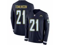 Men Nike Los Angeles Chargers #21 LaDainian Tomlinson Limited Navy Blue Therma Long Sleeve NFL Jersey