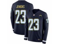 Men Nike Los Angeles Chargers #23 Rayshawn Jenkins Limited Navy Blue Therma Long Sleeve NFL Jersey