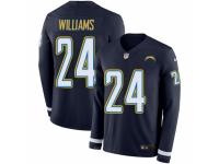 Men Nike Los Angeles Chargers #24 Trevor Williams Limited Navy Blue Therma Long Sleeve NFL Jersey