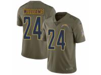 Men Nike Los Angeles Chargers #24 Trevor Williams Limited Olive 2017 Salute to Service NFL Jersey