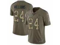 Men Nike Los Angeles Chargers #24 Trevor Williams Limited Olive/Camo 2017 Salute to Service NFL Jersey