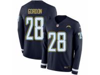 Men Nike Los Angeles Chargers #28 Melvin Gordon Limited Navy Blue Therma Long Sleeve NFL Jersey