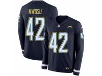 Men Nike Los Angeles Chargers #42 Uchenna Nwosu Limited Navy Blue Therma Long Sleeve NFL Jersey