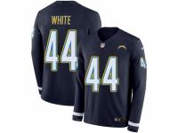 Men Nike Los Angeles Chargers #44 Kyzir White Limited Navy Blue Therma Long Sleeve NFL Jersey