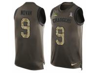 Men Nike Los Angeles Chargers #9 Nick Novak Green Salute to Service Tank Top NFL Jersey