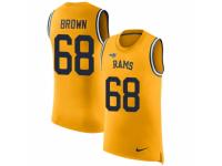Men Nike Los Angeles Rams #68 Jamon Brown Limited Gold Rush Player Name & Number Tank Top NFL Jersey