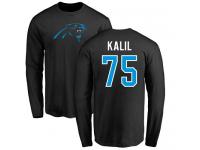 Men Nike Matt Kalil Black Name & Number Logo - NFL Carolina Panthers #75 Long Sleeve T-Shirt