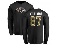Men Nike Maxx Williams Black Name & Number Logo - NFL Baltimore Ravens #87 Long Sleeve T-Shirt