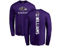 Men Nike Maxx Williams Purple Backer - NFL Baltimore Ravens #87 Long Sleeve T-Shirt