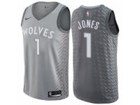 Men Nike Minnesota Timberwolves #1 Tyus Jones  Gray NBA Jersey - City Edition