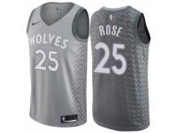 Men Nike Minnesota Timberwolves #25 Derrick Rose Gray NBA Jersey - City Edition
