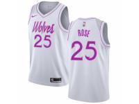 Men Nike Minnesota Timberwolves #25 Derrick Rose White  Jersey - Earned Edition