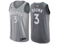 Men Nike Minnesota Timberwolves #3 Anthony Brown  Gray NBA Jersey - City Edition