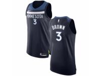 Men Nike Minnesota Timberwolves #3 Anthony Brown Navy Blue Road NBA Jersey - Icon Edition