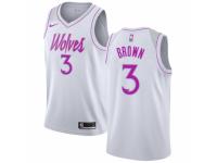 Men Nike Minnesota Timberwolves #3 Anthony Brown White  Jersey - Earned Edition