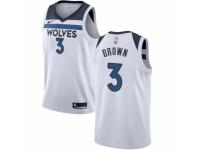 Men Nike Minnesota Timberwolves #3 Anthony Brown White NBA Jersey - Association Edition