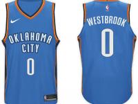 Men Nike NBA Oklahoma City Thunder #0 Russell Westbrook Jersey 2017-18 New Season Blue Jersey