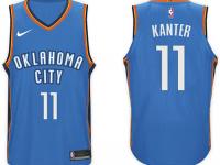 Men Nike NBA Oklahoma City Thunder #11 Enes Kanter Jersey 2017-18 New Season Blue Jersey