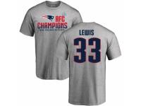 Men Nike New England Patriots #33 Dion Lewis Heather Gray 2017 AFC Champions V-Neck T-Shirt