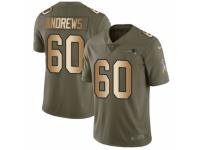Men Nike New England Patriots #60 David Andrews Limited Olive/Gold 2017 Salute to Service NFL Jersey