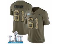 Men Nike New England Patriots #61 Marcus Cannon Limited Olive/Camo 2017 Salute to Service Super Bowl LII NFL Jersey