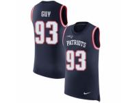 Men Nike New England Patriots #93 Lawrence Guy Limited Navy Blue Rush Player Name & Number Tank Top NFL Jersey