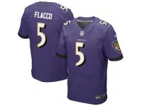 Men Nike NFL Baltimore Ravens #5 Joe Flacco Authentic Elite Home Purple Jersey