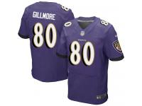 Men Nike NFL Baltimore Ravens #80 Crockett Gillmore Authentic Elite Home Purple Jersey