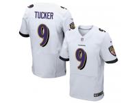 Men Nike NFL Baltimore Ravens #9 Justin Tucker Authentic Elite Road White Jersey