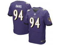 Men Nike NFL Baltimore Ravens #94 Carl Davis Authentic Elite Home Purple Jersey