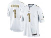 Men Nike NFL Carolina Panthers #1 Cam Newton White Salute to Service Limited Jersey