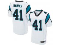 Men Nike NFL Carolina Panthers #41 Roman Harper Authentic Elite Road White Jersey