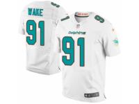 Men Nike NFL Miami Dolphins #91 Cameron Wake Authentic Elite Road White Jersey