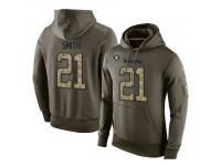 Men Nike NFL Oakland Raiders #21 Sean Smith Olive Salute To Service KO Performance Hoodie