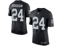 Men Nike NFL Oakland Raiders #24 Charles Woodson Authentic Elite Home Black Jersey