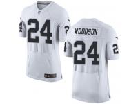 Men Nike NFL Oakland Raiders #24 Charles Woodson Authentic Elite Road White Jersey