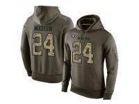 Men Nike NFL Oakland Raiders #24 Charles Woodson Olive Salute To Service KO Performance Hoodie