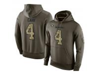 Men Nike NFL Oakland Raiders #4 Derek Carr Olive Salute To Service KO Performance Hoodie