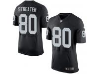Men Nike NFL Oakland Raiders #80 Rod Streater Authentic Elite Home Black Jersey