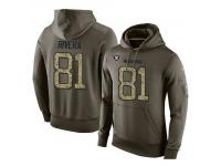 Men Nike NFL Oakland Raiders #81 Mychal Rivera Olive Salute To Service KO Performance Hoodie