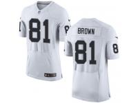 Men Nike NFL Oakland Raiders #81 Tim Brown Authentic Elite Road White Jersey