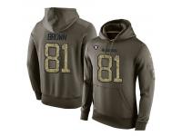 Men Nike NFL Oakland Raiders #81 Tim Brown Olive Salute To Service KO Performance Hoodie