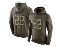 Men Nike NFL San Diego Chargers #22 Jason Verrett Olive Salute To Service KO Performance Hoodie