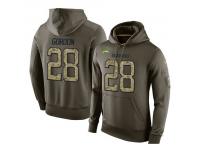 Men Nike NFL San Diego Chargers #28 Melvin Gordon Olive Salute To Service KO Performance Hoodie