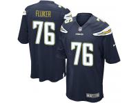Men Nike NFL San Diego Chargers #76 D.J.Fluker Home Navy Blue Game Jersey