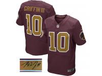 Men Nike NFL Washington Redskins #10 Robert Griffin III Authentic Elite Burgundy Red Autographed Jersey